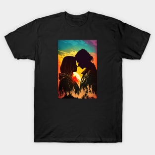 Female couple with sunset background T-Shirt
